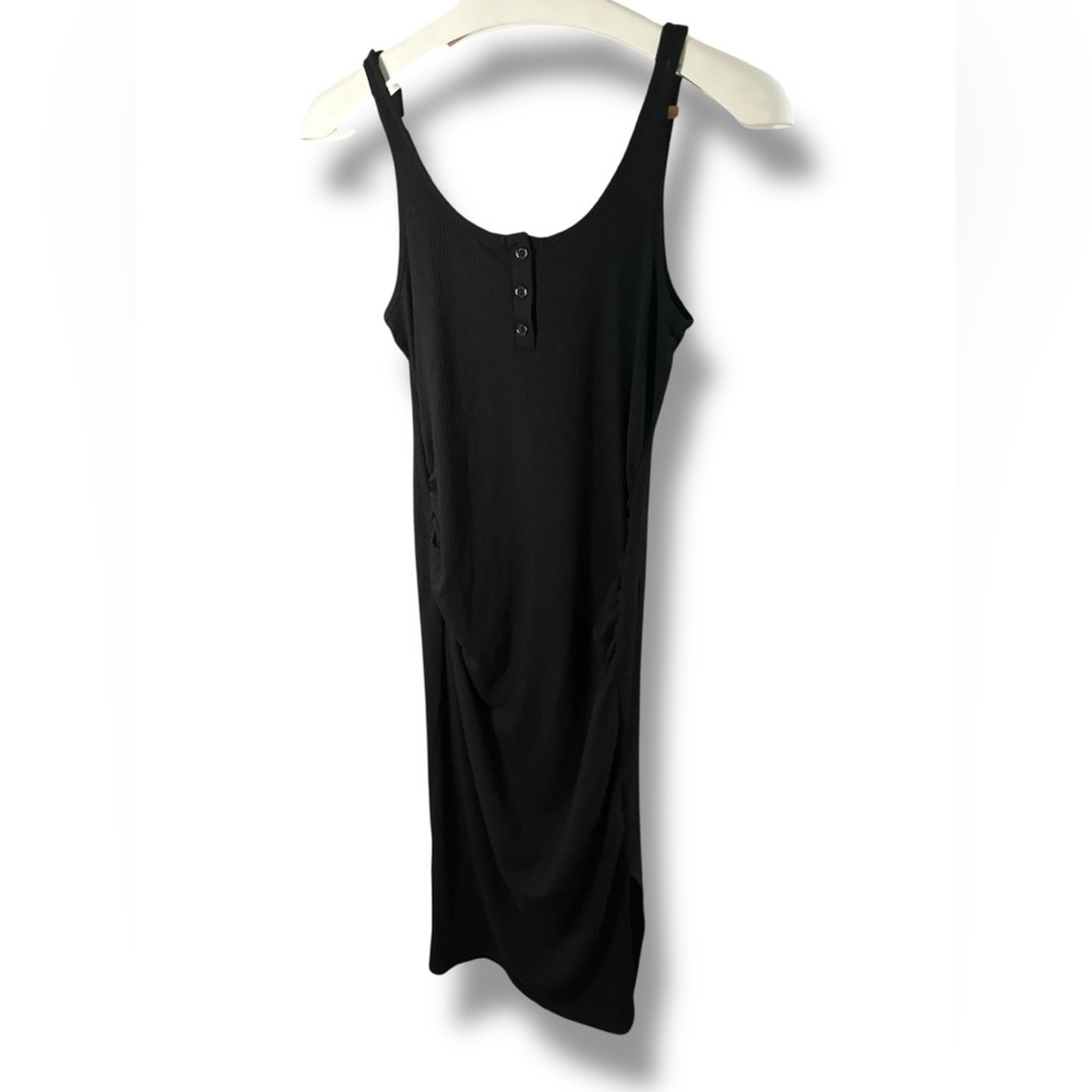 Heart & Hips Black Ribbed Tank Maxi Maternity Dress with Button Front | Sz:S